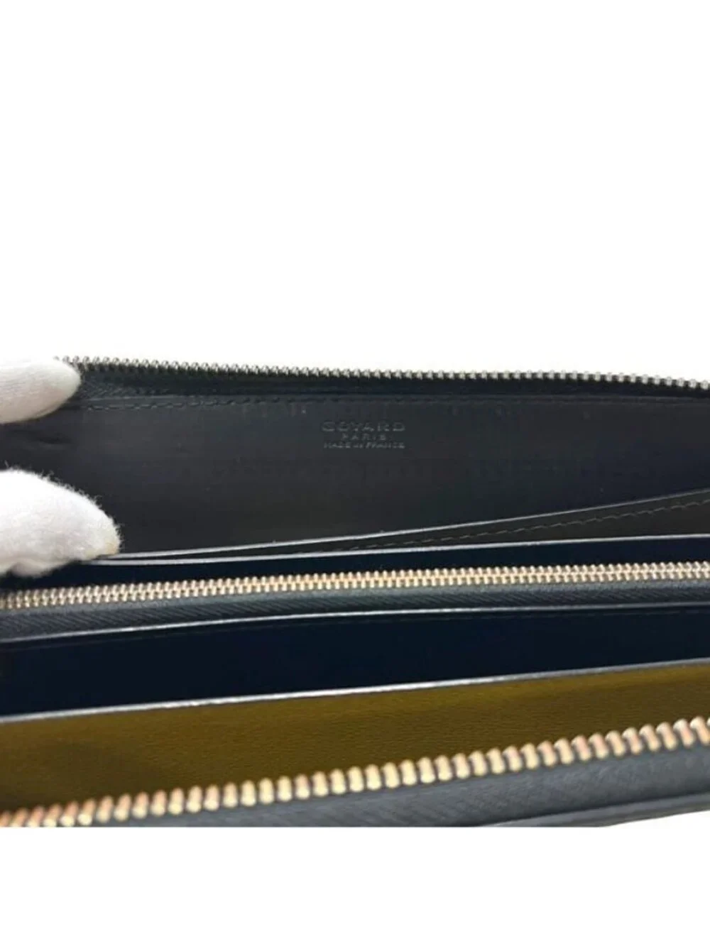 Goyard Zip Around Wallet Matignon GM Round Zip Leather Black Herringbone